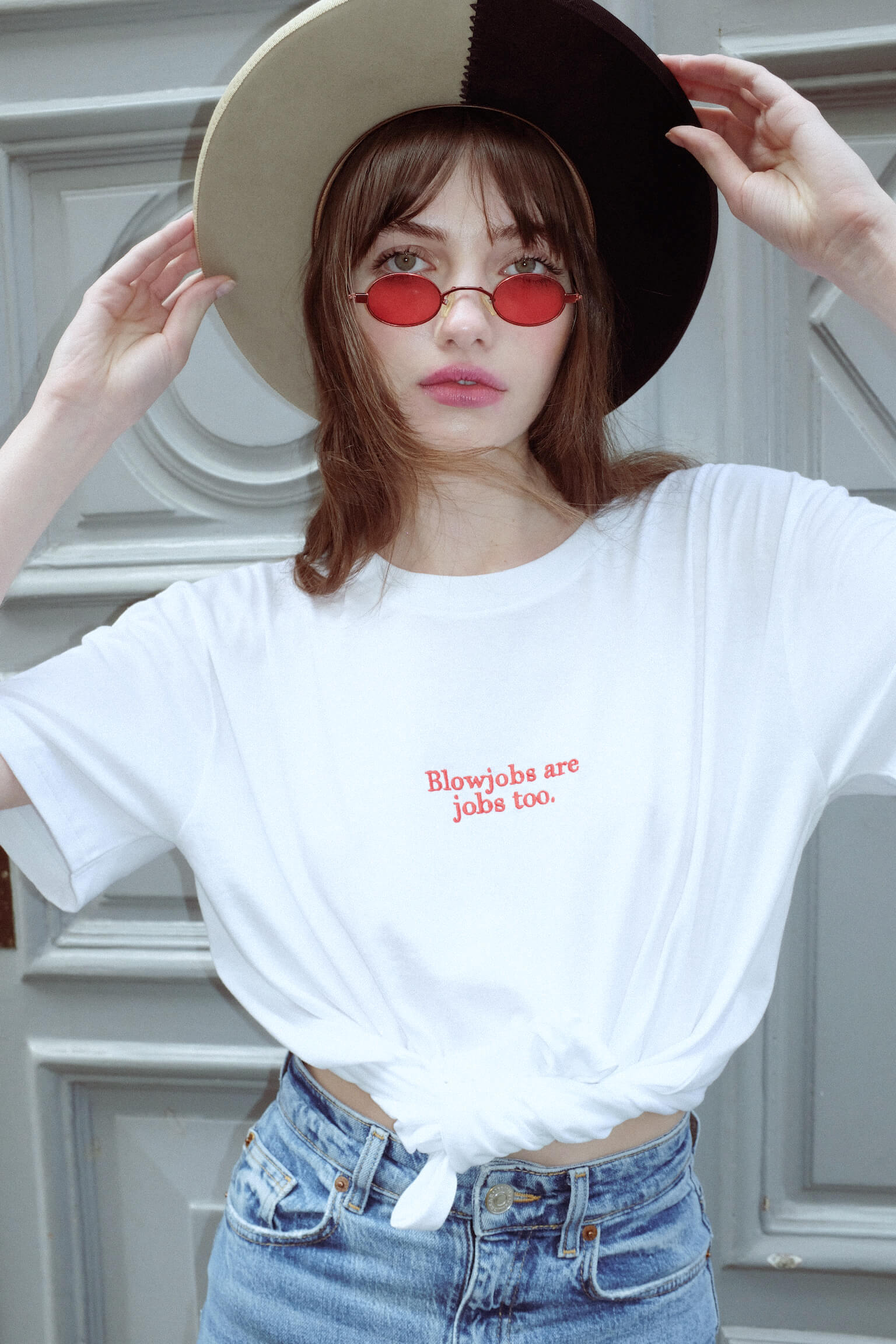 BlowjobsareJobstooCokineCottonEmbroideredTeeShirt-front