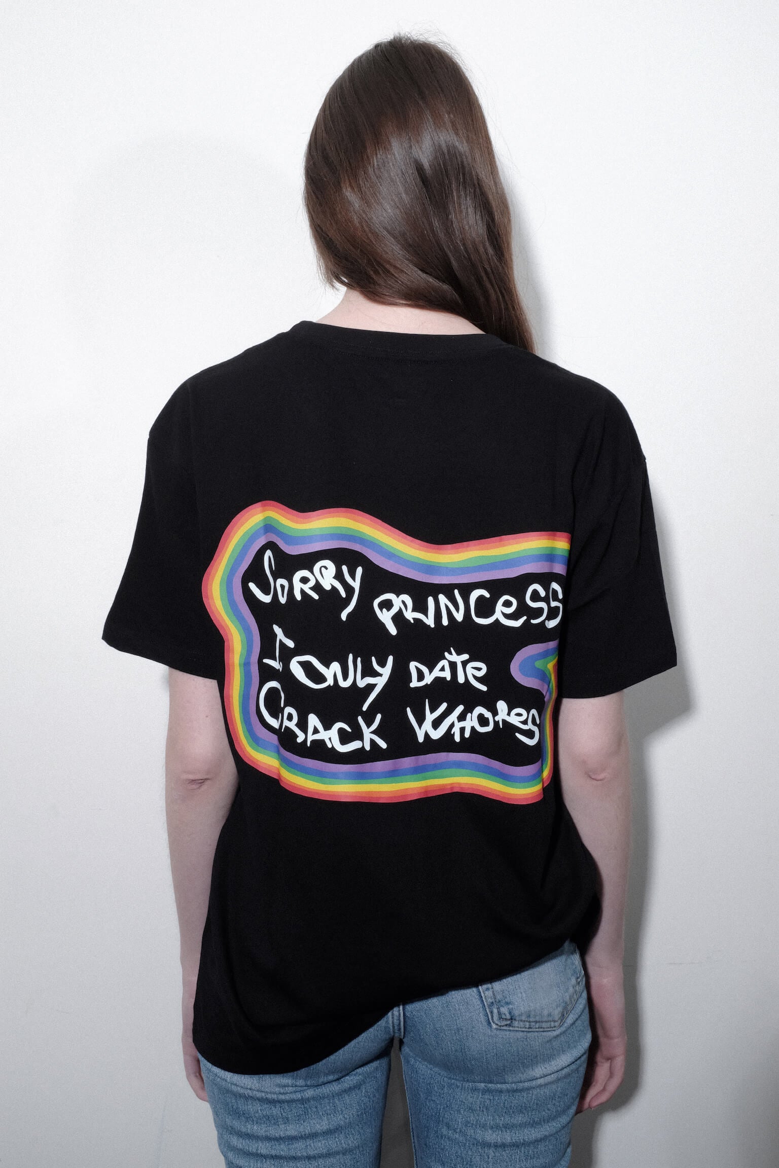 SorryPrincessionlydatecrawkwh0resblackCokineCottonEmbroideredTeeShirt-back